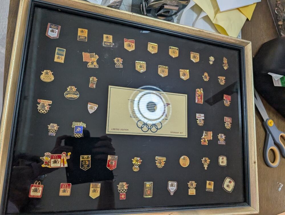 1984 Los Angeles Summer Olympics Limited Edition Sponsor Pin Collection Framed